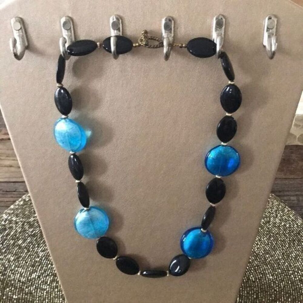 Natural stone Onyx&Glass Crystal necklace